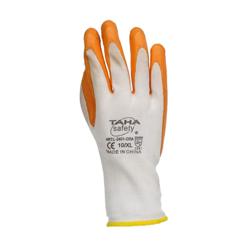 Orange store safety gloves