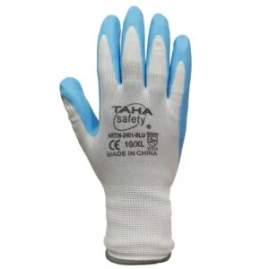 Taha Safety N2401-T L.Blue Nitrile Foam Safety Gloves