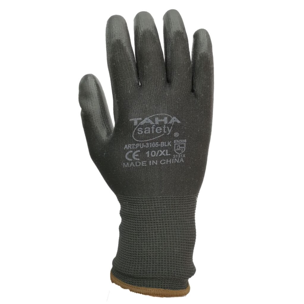 Taha Safety PU3105 Black PU Safety Gloves - SMB Trading LLC - Personal ...